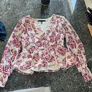 White House Black Market Pink Floral Blouse
